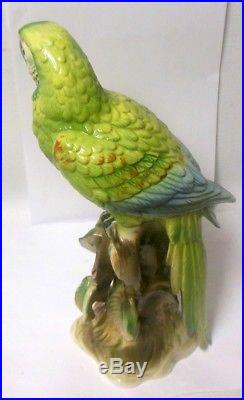Vtg Tall 12 Porcelain Ceramic MACAW PARROT Bird Figurine Statue