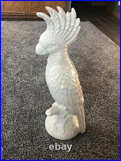White Cockatoo Porcelain Or Ceramic Parrot Bird Figurine Statue Vintage