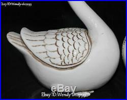White Porcelain Swan Swans Goose Goosey Bird Animal Incense Burner Censer Pair