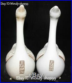 White Porcelain Swan Swans Goose Goosey Bird Animal Incense Burner Censer Pair