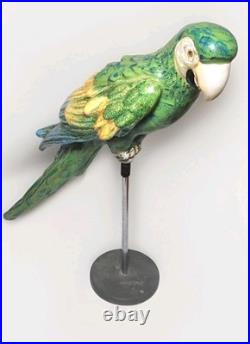 Wonderful Big Vtg Mid-Century 23 Italian Parrot Figurine Majolica Bird & Stand