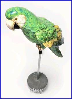 Wonderful Big Vtg Mid-Century 23 Italian Parrot Figurine Majolica Bird & Stand