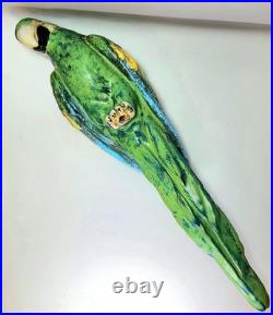 Wonderful Big Vtg Mid-Century 23 Italian Parrot Figurine Majolica Bird & Stand