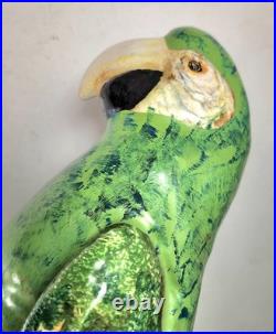 Wonderful Big Vtg Mid-Century 23 Italian Parrot Figurine Majolica Bird & Stand