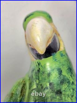 Wonderful Big Vtg Mid-Century 23 Italian Parrot Figurine Majolica Bird & Stand