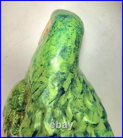 Wonderful Big Vtg Mid-Century 23 Italian Parrot Figurine Majolica Bird & Stand