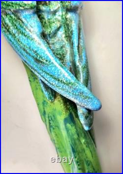 Wonderful Big Vtg Mid-Century 23 Italian Parrot Figurine Majolica Bird & Stand