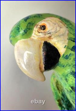 Wonderful Big Vtg Mid-Century 23 Italian Parrot Figurine Majolica Bird & Stand