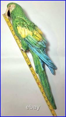 Wonderful Big Vtg Mid-Century 23 Italian Parrot Figurine Majolica Bird & Stand