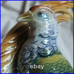 XL 12 Antique ENS Gold Pheasant Forest Hunt Bird German Porcelain Figure Statue