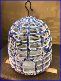 XL Victorian Blue & White Porcelain Bird Cage, Feeder, Decor 16 Tall X 14Dia XL Victorian Blue & White Porcelain Bird Cage, Feeder, Decor 16 Tall X 14Dia