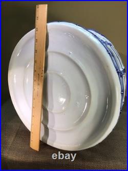 XL Victorian Blue & White Porcelain Bird Cage, Feeder, Decor 16 Tall X 14Dia