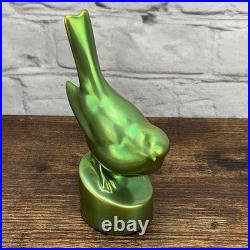 Zsolnay Eosin Tit Bird Figurine Iridescent Green Excellent Colors Vintage 1950's