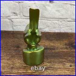 Zsolnay Eosin Tit Bird Figurine Iridescent Green Excellent Colors Vintage 1950's
