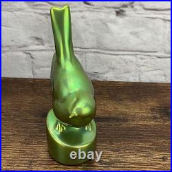 Zsolnay Eosin Tit Bird Figurine Iridescent Green Excellent Colors Vintage 1950's