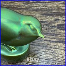 Zsolnay Eosin Tit Bird Figurine Iridescent Green Excellent Colors Vintage 1950's