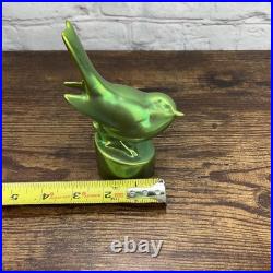 Zsolnay Eosin Tit Bird Figurine Iridescent Green Excellent Colors Vintage 1950's