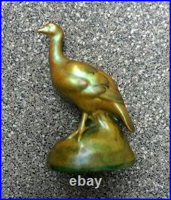 Zsolnay Green-Blue Eozin Bird/Turkey Antique Porcelain Figurine