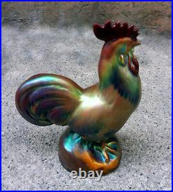 Zsolnay Multicolor Eozin Bird/Rooster Antique Porcelain Zsolnay Figurine